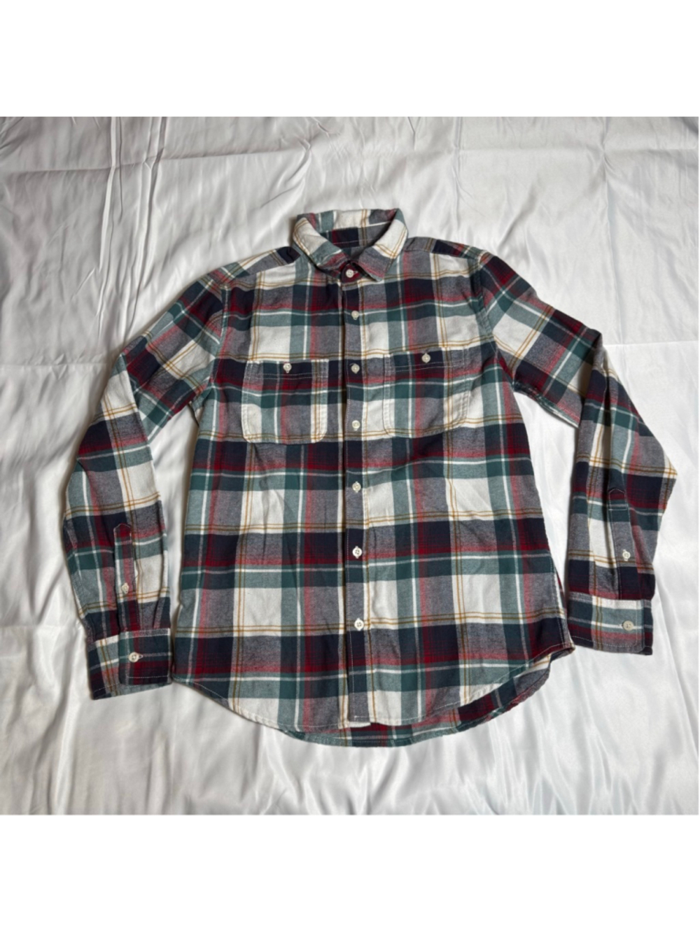 Men's Aeropostale Plaid Casual Button Down Shirt XS Green Red